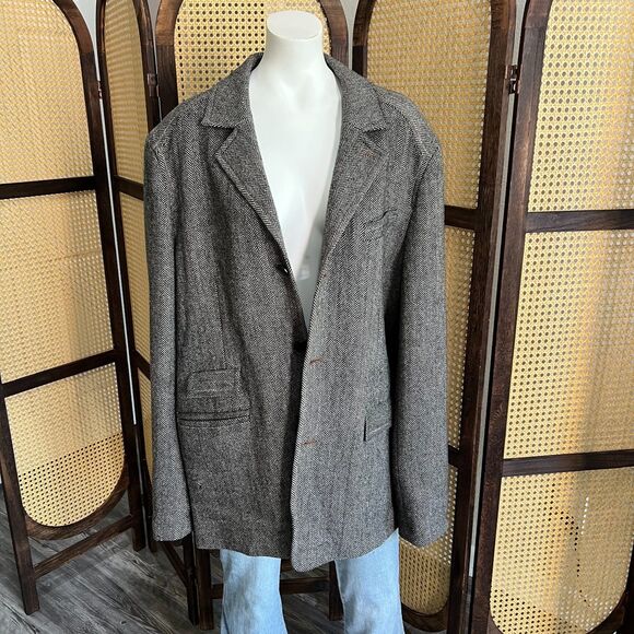 Paper Denim & Cloth Wool Herringbone Blazer 2005 Mens 4 Gray Tweed Sport Coat - Picture 10 of 10